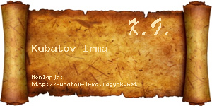 Kubatov Irma névjegykártya